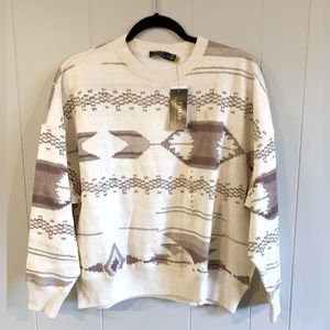 NWT POLO RALPH LAUREN Cotten Blend Women’s Sweatshirt Oversized white/mu siz M&L